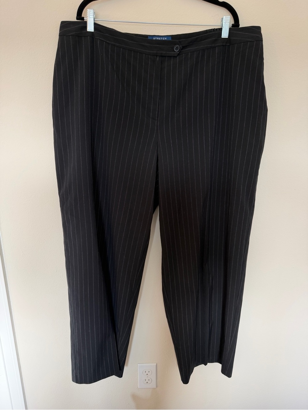 Evan Picone 22W Mid Rise Wide Leg Pinstripe Trouser Pants Career Office